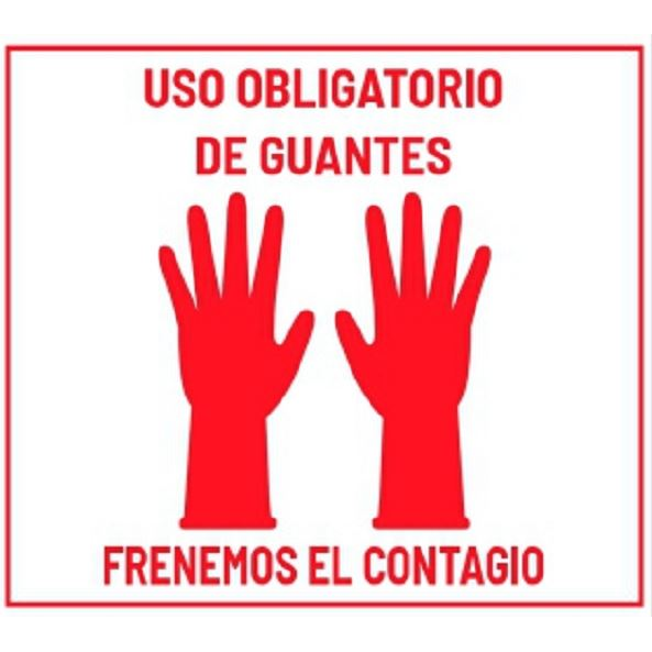 Cartel pvc uso obligatorio guantes prevencion covid19