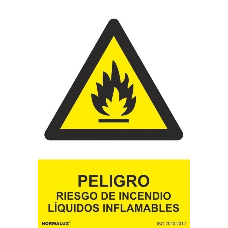 Señal pvc 21x30 cm peligro incendio - liquidos inflamables