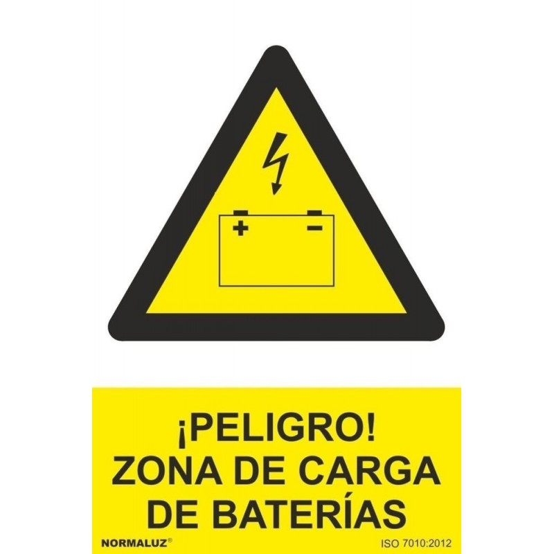 Señal pvc 21x30 cm peligro zona carga  baterias 